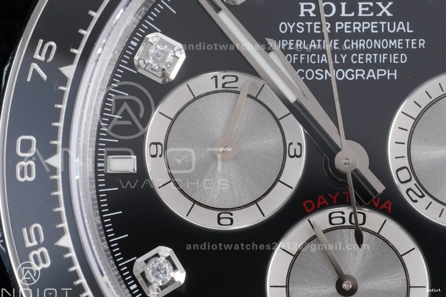 on Dial (Weighted) Oysterflex Silver VSF VS4131 Strap 1:1 Best Diamonds 126519 Daytona Edition Black V2 0306